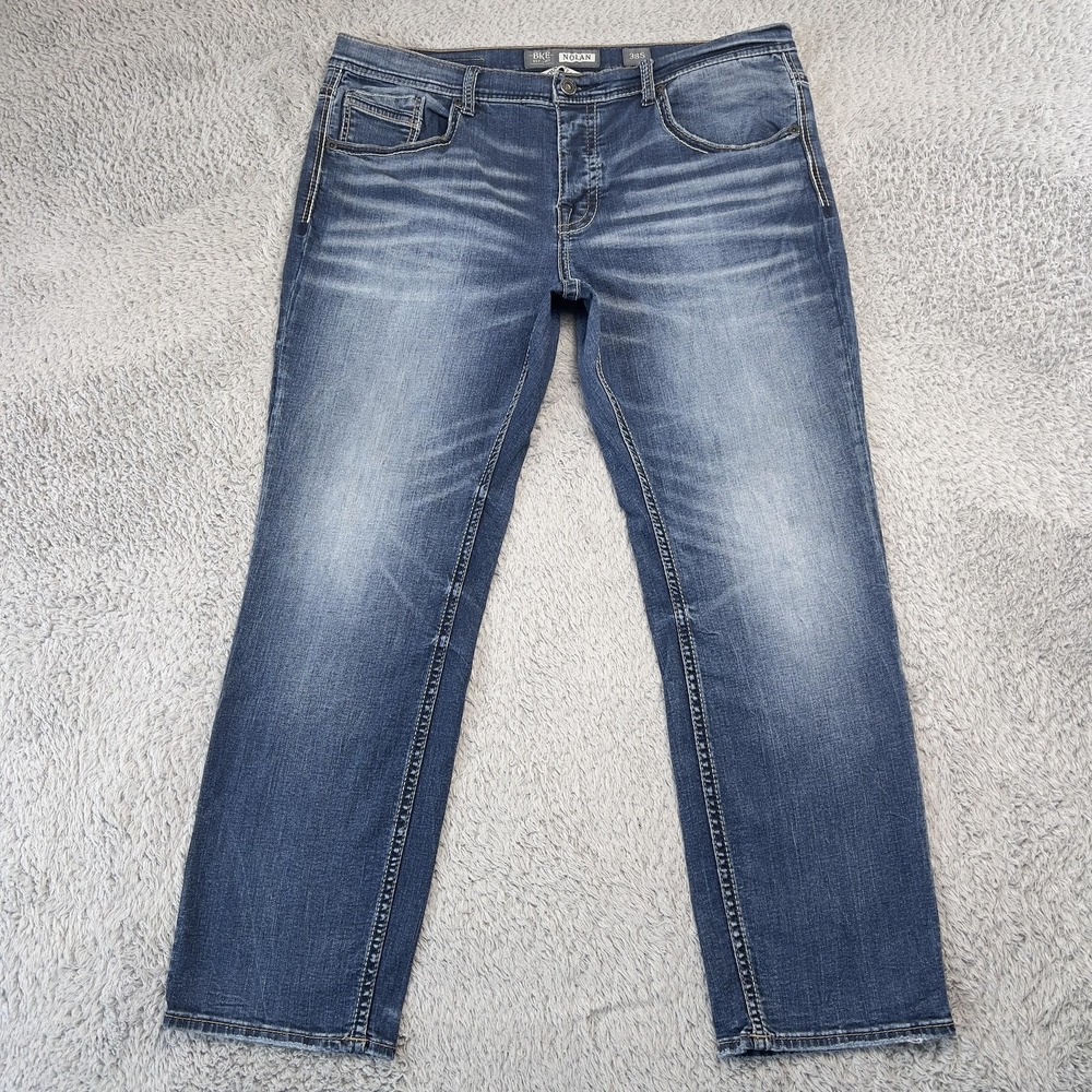 BKE Nolan Jeans Men 38x29 Blue Straight Heritage Denim Stretch Western Casual